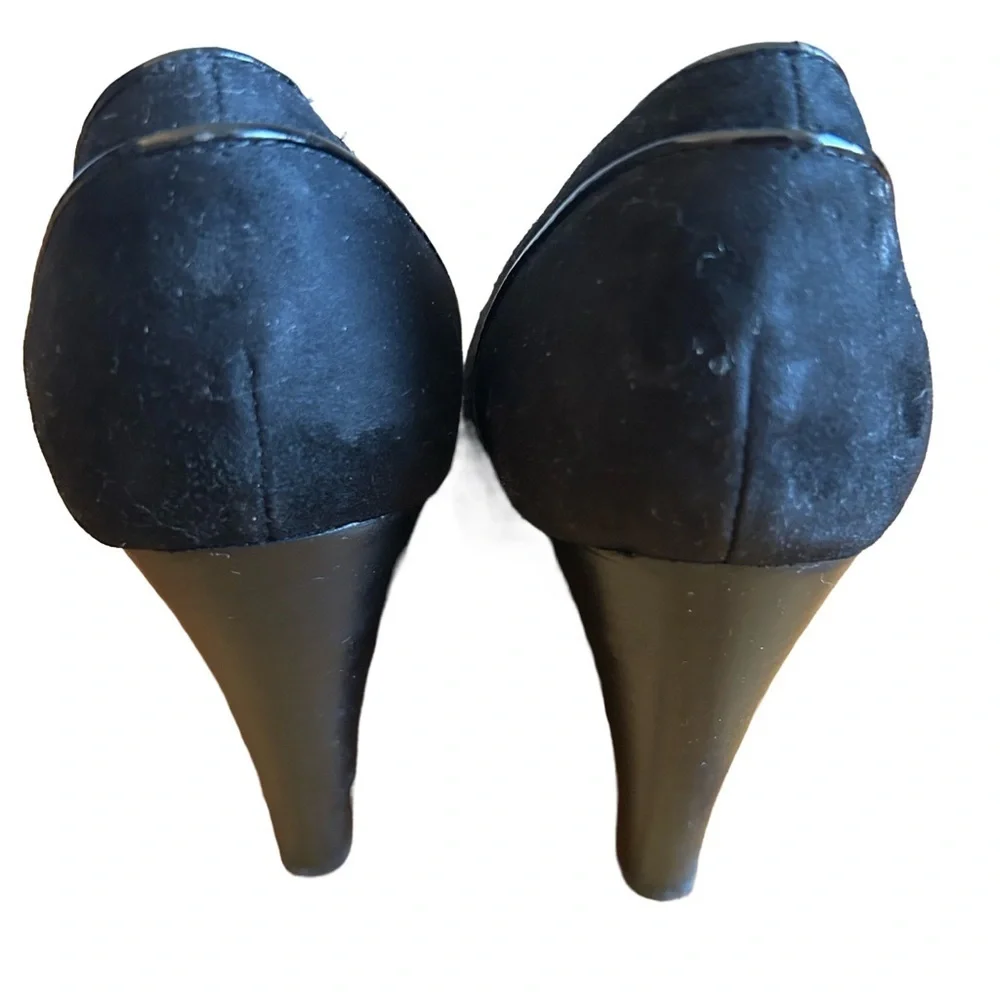 WHBM Black Suede 3”Wedge Heels Size 8